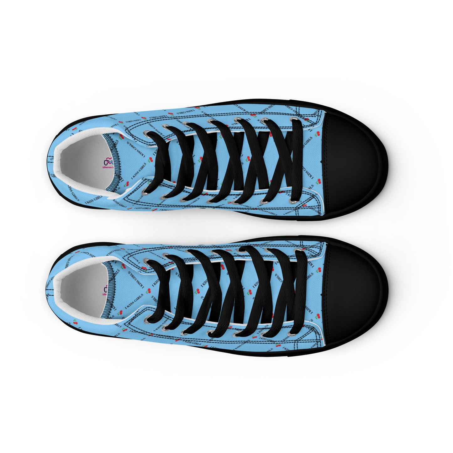 I Kiss Girls High Top Canvas Shoes (Pastel Blue) - Liberate Love
