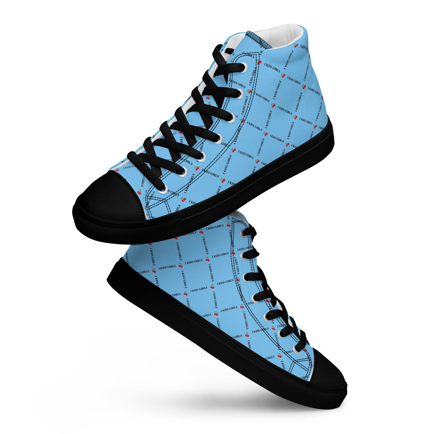 I Kiss Girls High Top Canvas Shoes (Pastel Blue) - Liberate Love