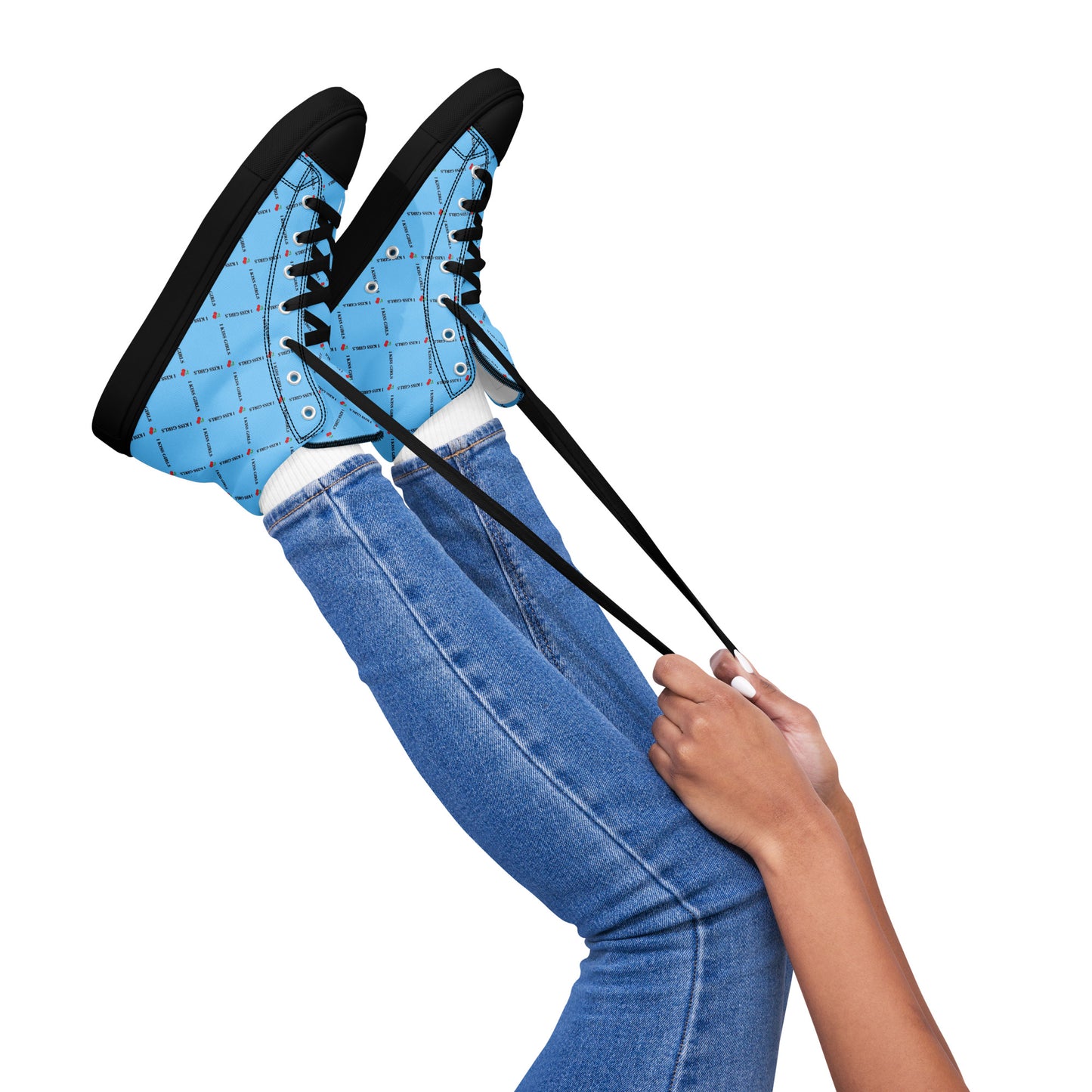 I Kiss Girls High Top Canvas Shoes (Pastel Blue) - Liberate Love